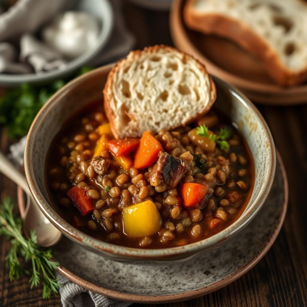 Leftover Hearty Beef and Brown Lentil Stew with Aromatic Root Vegetables Leftover Hearty Beef and Brown Lentil Stew with Aromatic Root Vegetables