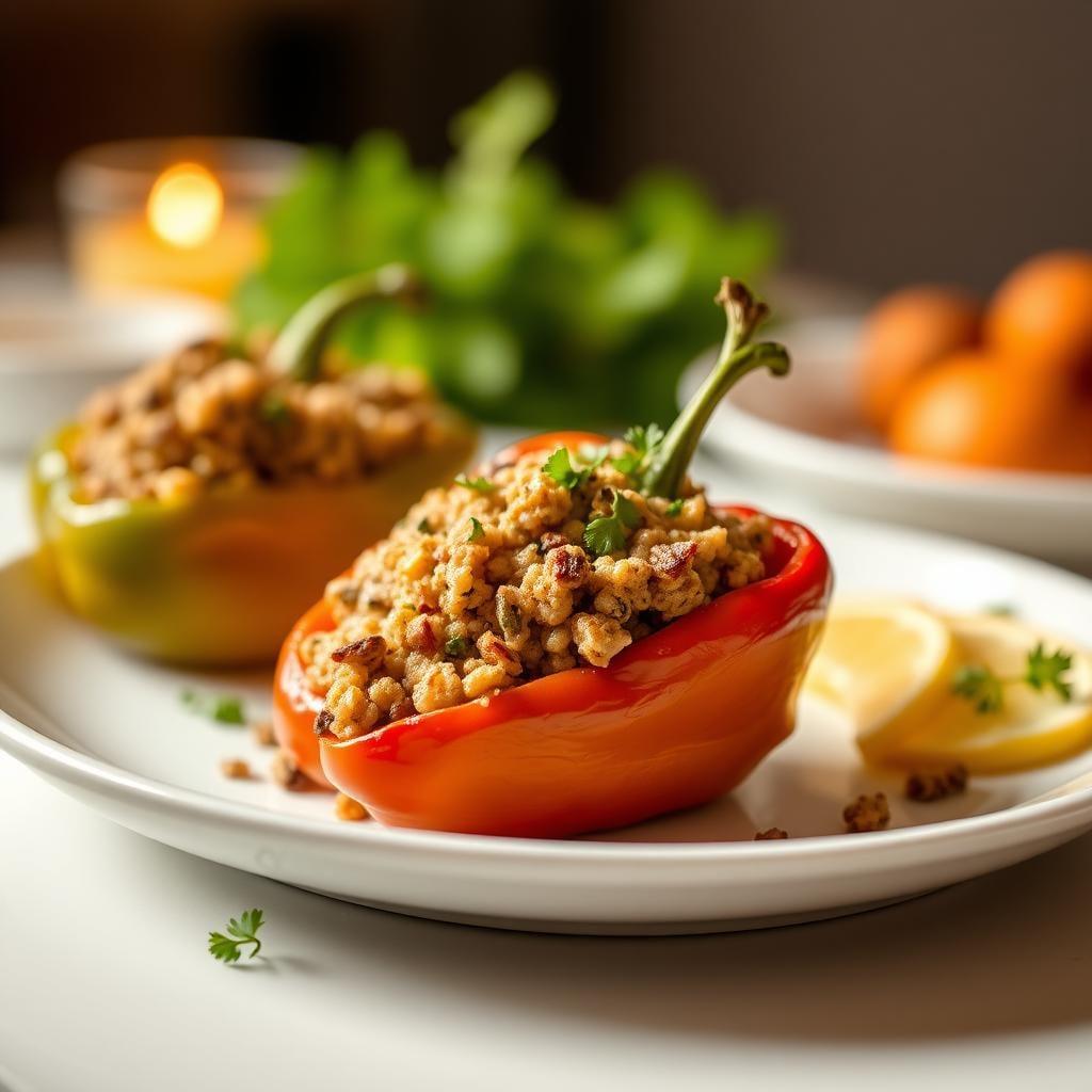 Stuffed Bell Peppers with Herbed Quinoa and Ground Turkey Stuffed Bell Peppers with Herbed Quinoa and Ground Turkey