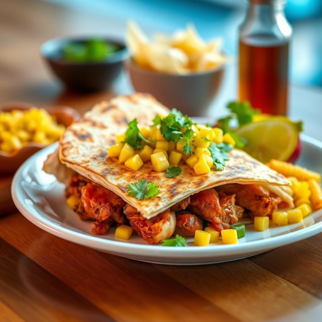 BBQ Chicken Quesadilla with Corn Salsa