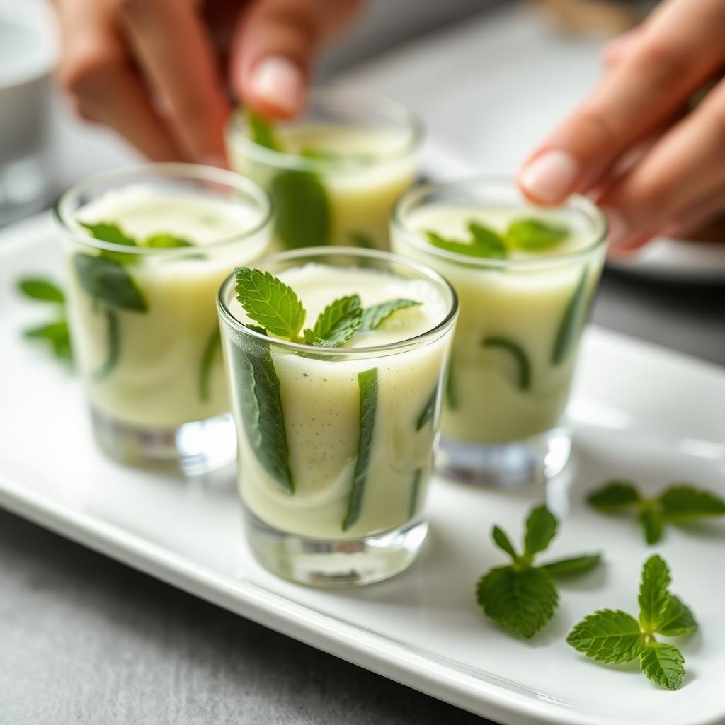 Chilled Cucumber and Mint Soup Shooters