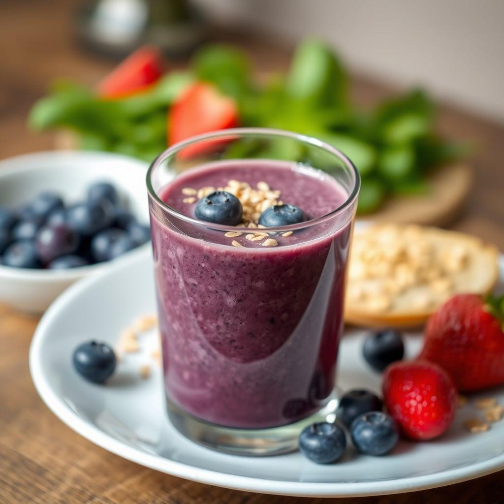 Berry and Spinach Protein Smoothie with Toasted Oats