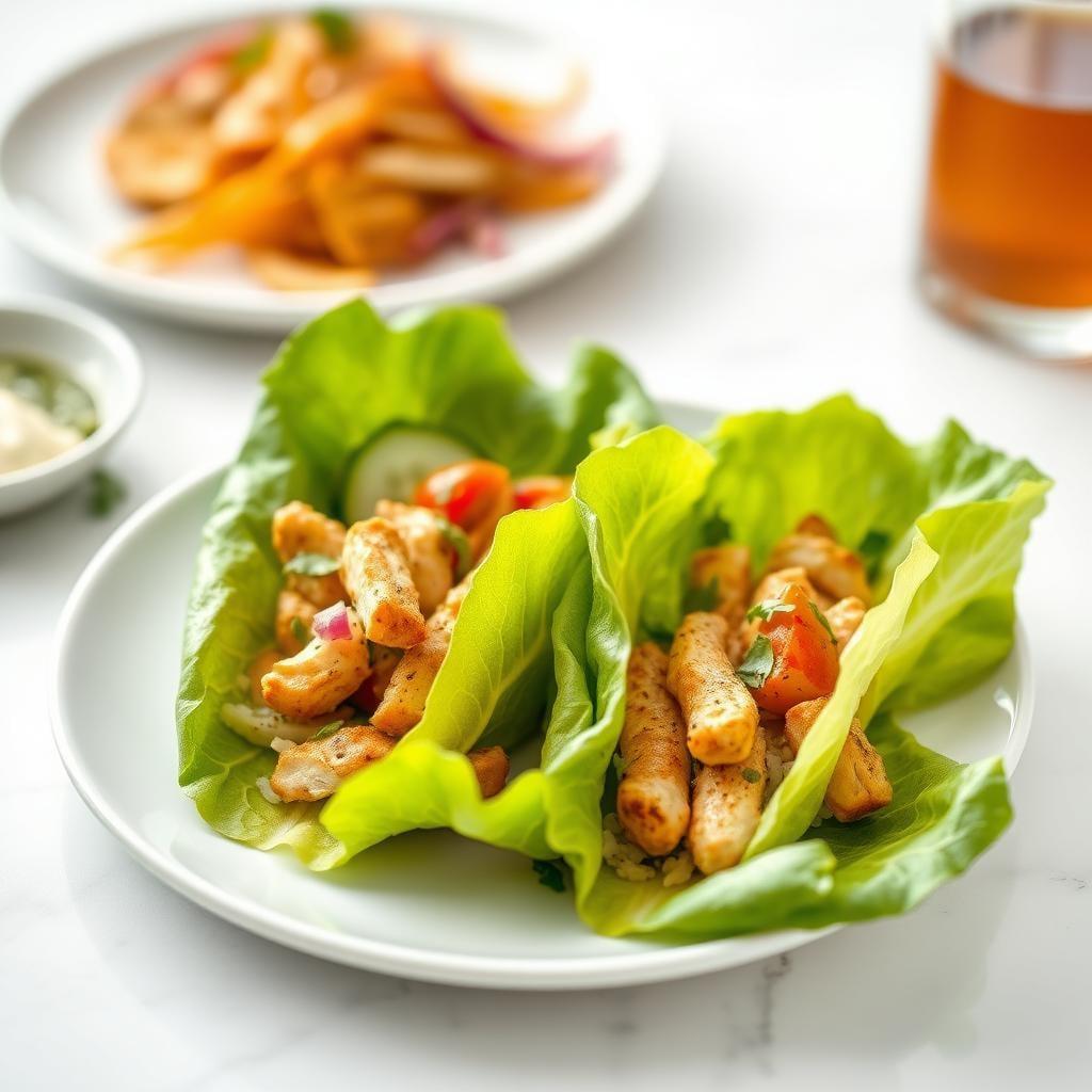 Mediterranean Chicken and Cucumber Lettuce Wraps Mediterranean Chicken and Cucumber Lettuce Wraps