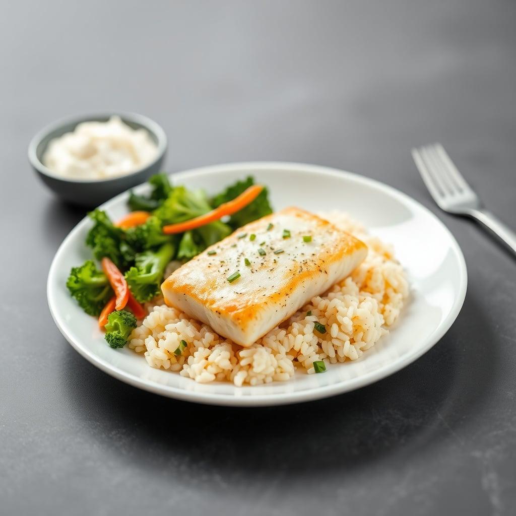 Ready-To-Eat Cod Packet with Microwavable Cauliflower Rice Ready-To-Eat Cod Packet with Microwavable Cauliflower Rice