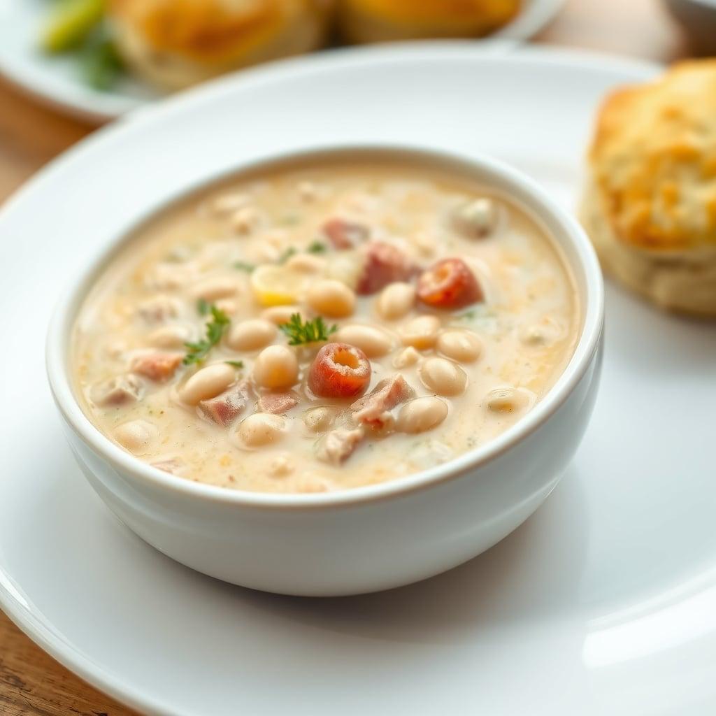 Creamy White Bean and Ham Soup with Cheesy Herb Biscuits Creamy White Bean and Ham Soup with Cheesy Herb Biscuits