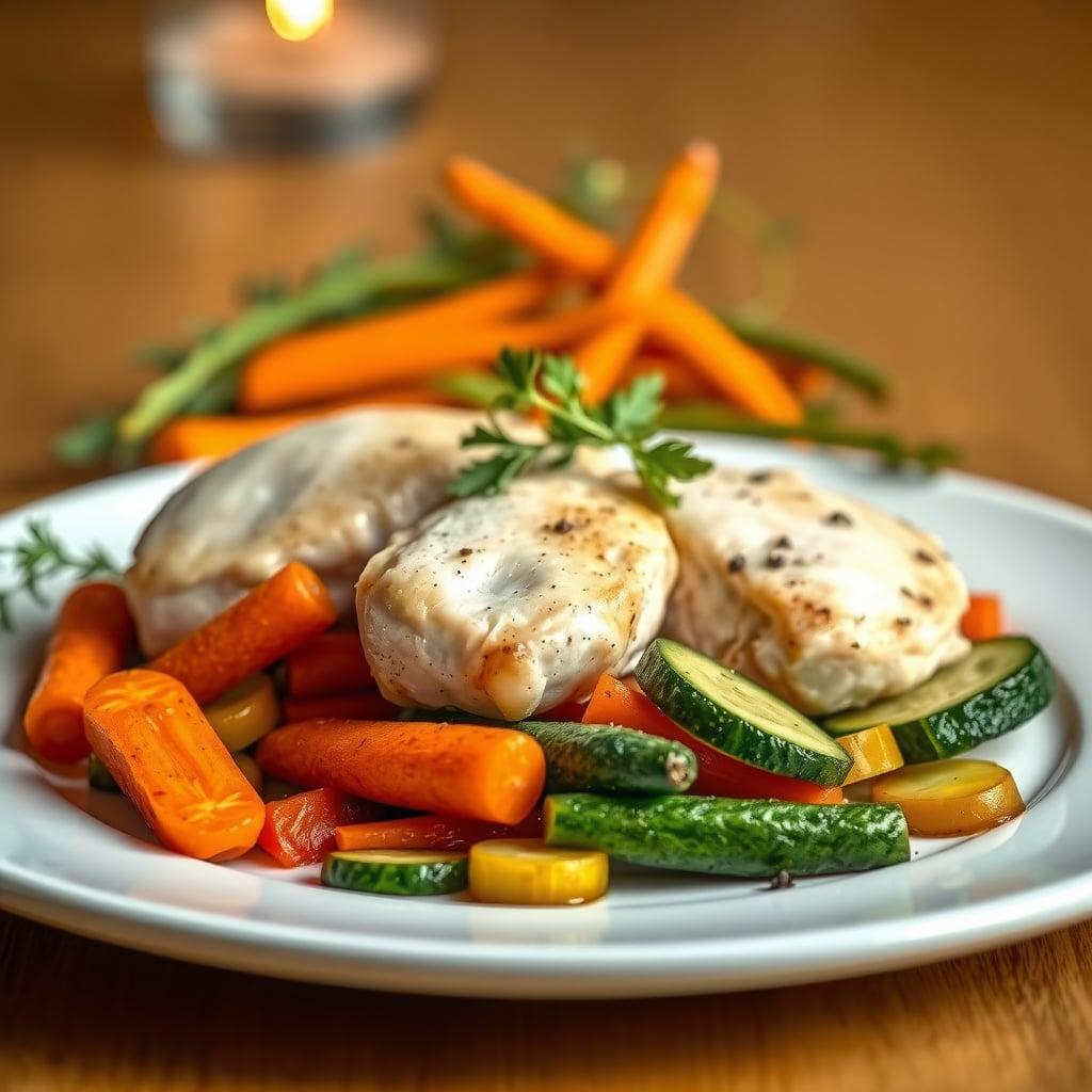 Knife-Skills Garden Chicken with Batonnet Vegetables Knife-Skills Garden Chicken with Batonnet Vegetables