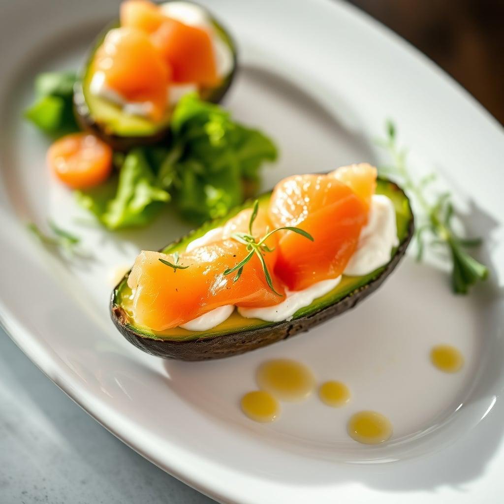 Smoked Salmon Avocado Boats with Dill Cream Cheese Smoked Salmon Avocado Boats with Dill Cream Cheese