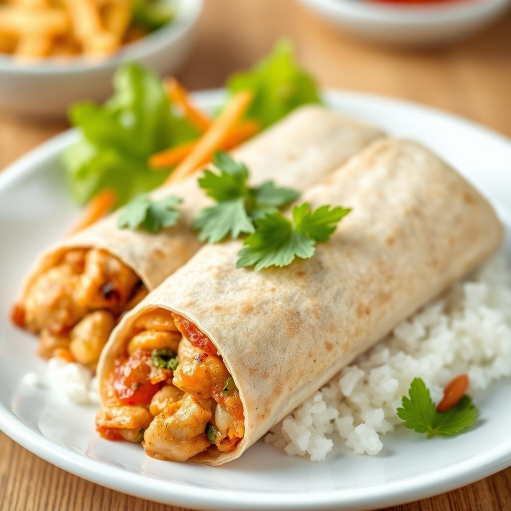 Thai Basil Chicken Burrito with Coconut Rice Thai Basil Chicken Burrito with Coconut Rice
