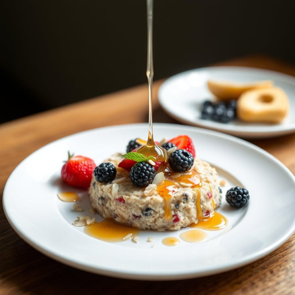 Berry-Almond Overnight Steel-Cut Oats with Honey Drizzle