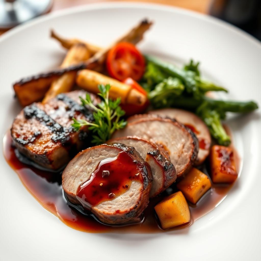Balsamic Glazed Pork Tenderloin with Roasted Vegetables