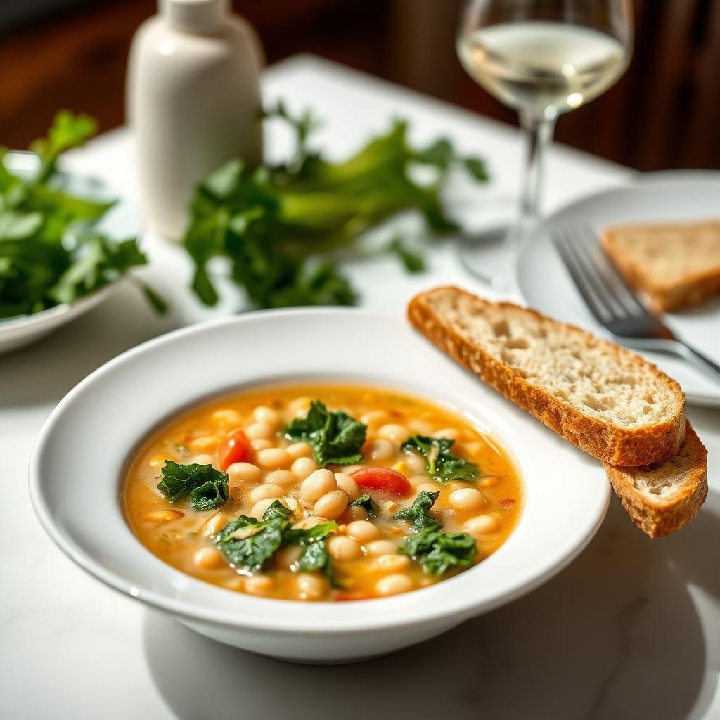 Tuscan White Bean & Kale Soup with Herb Crostini Tuscan White Bean & Kale Soup with Herb Crostini