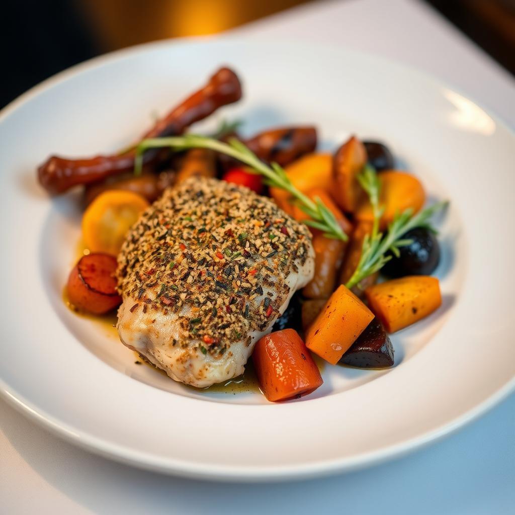 Herb-Crusted Chicken with Roasted Root Vegetables Herb-Crusted Chicken with Roasted Root Vegetables