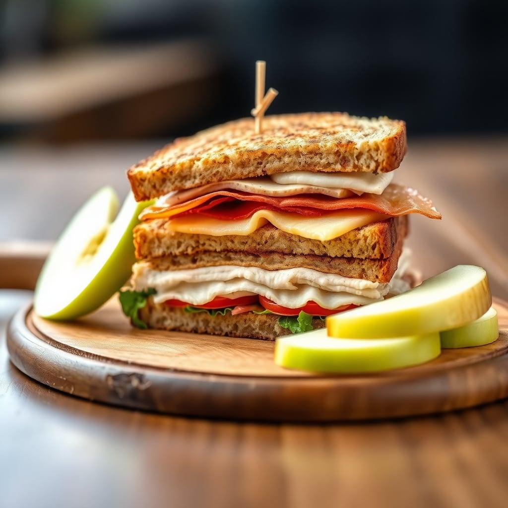 Turkey and Swiss Sandwich with Apple Slices Turkey and Swiss Sandwich with Apple Slices