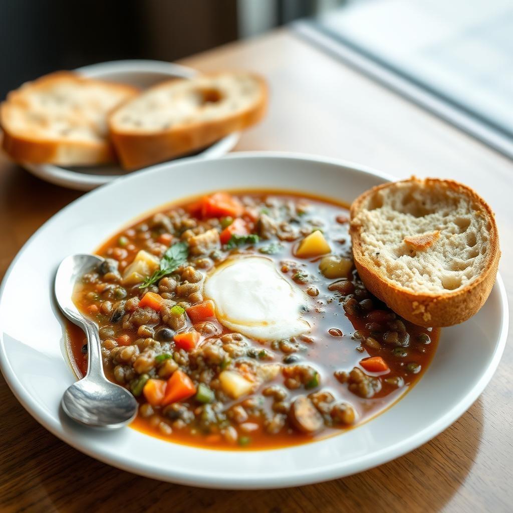 Lentil and Vegetable Soup with Crusty Bread Lentil and Vegetable Soup with Crusty Bread