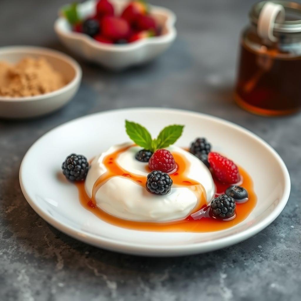 Artisanal Vanilla-Bean Greek Yogurt with Spiced Berry Reduction