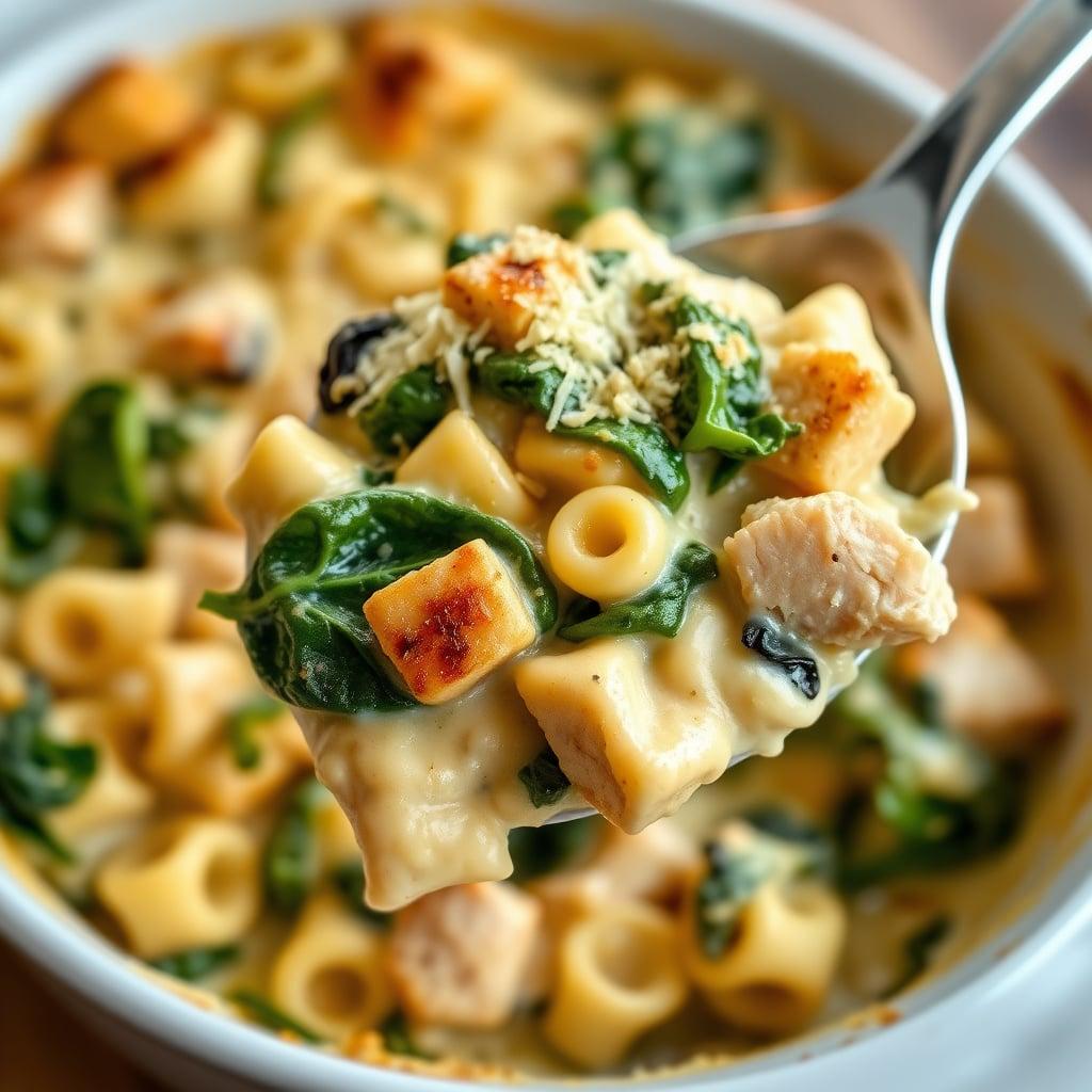 Creamy Spinach and Tortellini Bake with Leftover Grilled Chicken Creamy Spinach and Tortellini Bake with Leftover Grilled Chicken