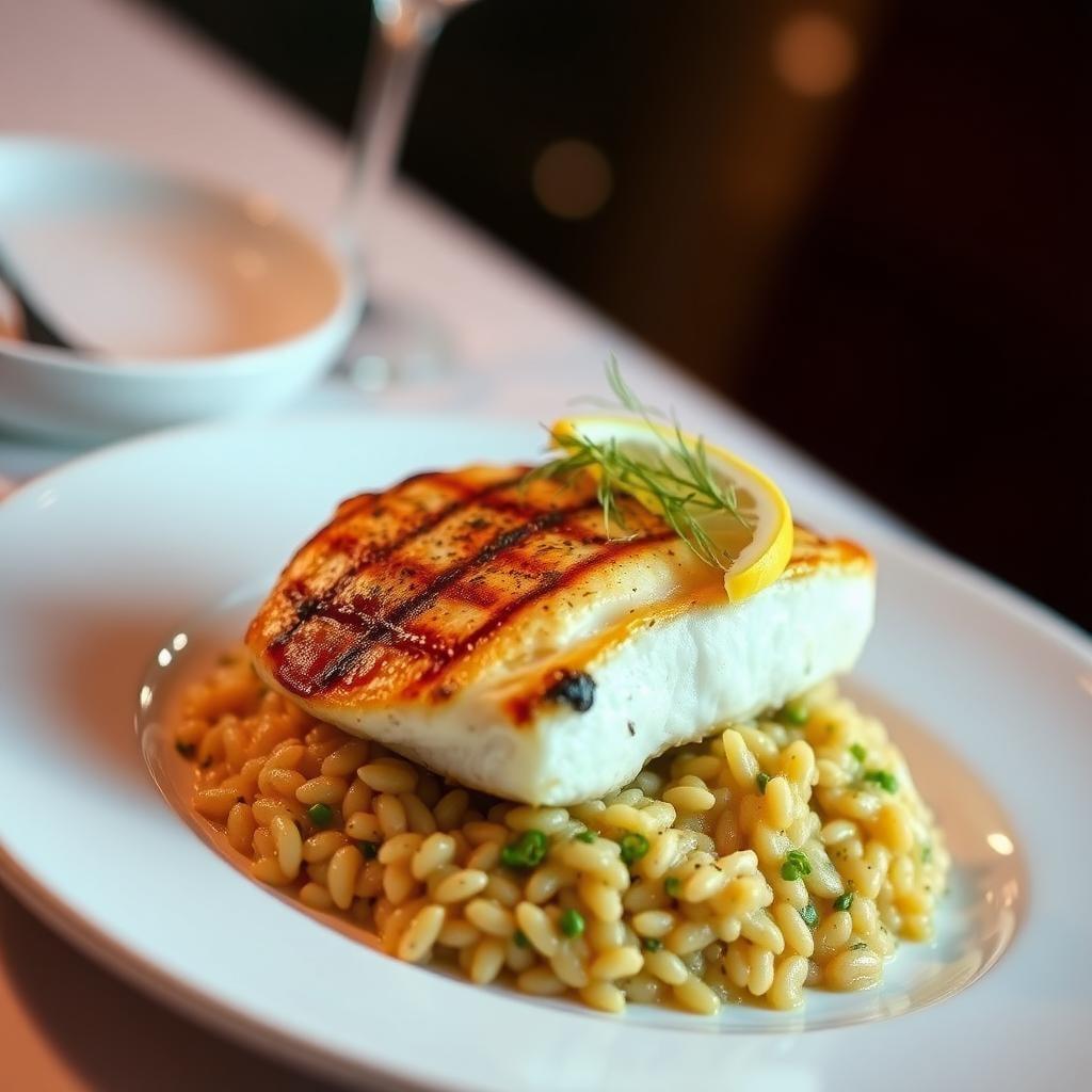 Grilled Lemon-Herb Cod with Barley Risotto Grilled Lemon-Herb Cod with Barley Risotto
