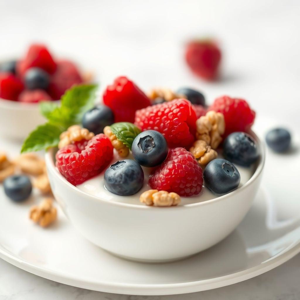 Fresh Berries and Walnuts with Yogurt Fresh Berries and Walnuts with Yogurt