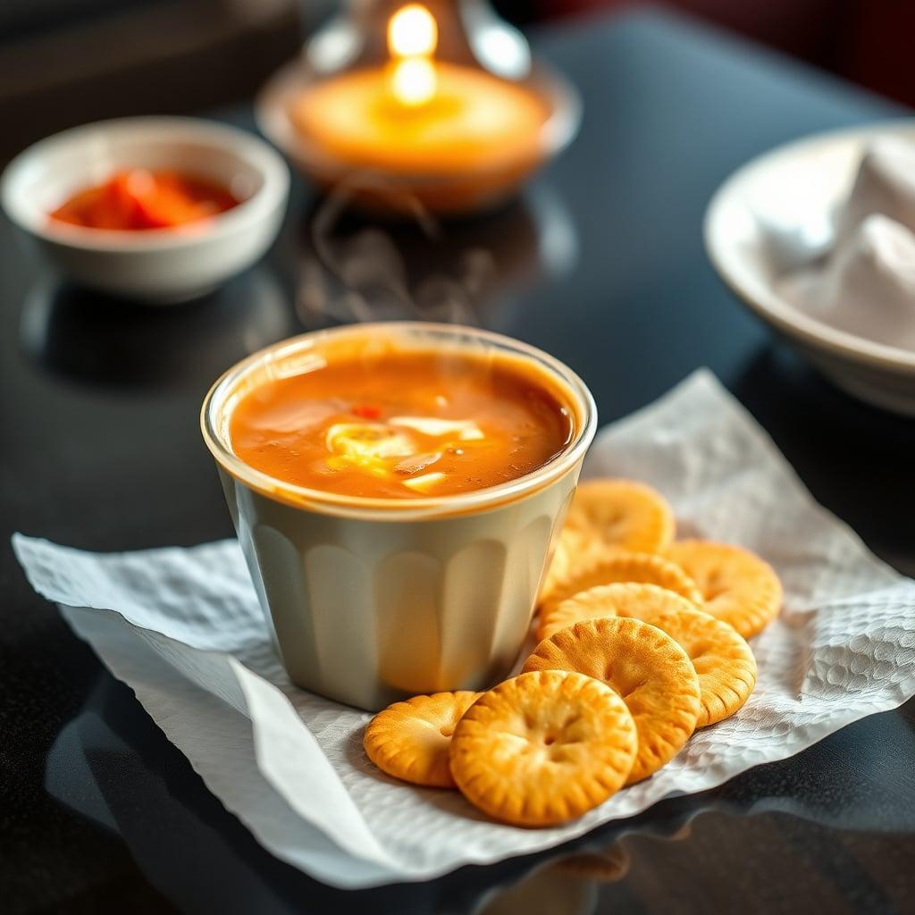 Pre-Made Soup Cup with Crackers Pre-Made Soup Cup with Crackers