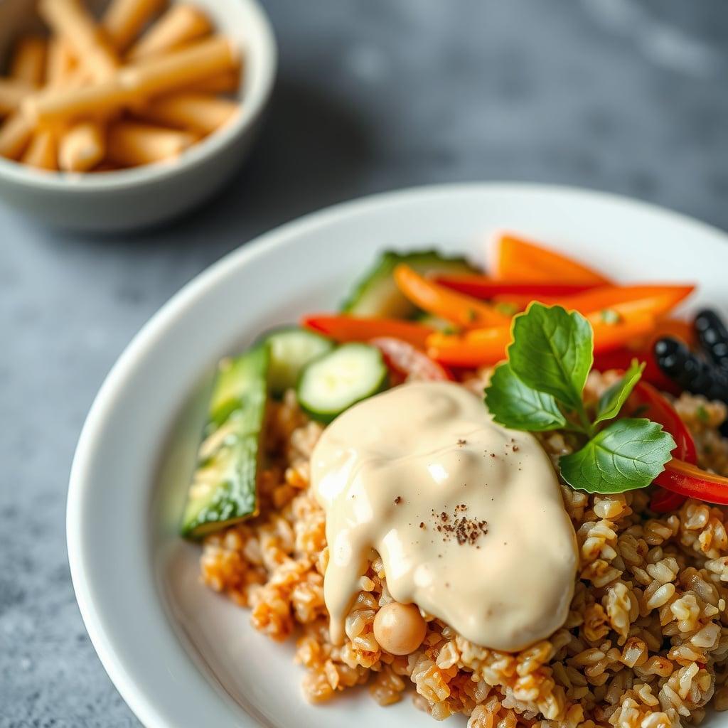 Probiotic Power Bowl with Miso-Ginger Dressing and Quick-Pickled Vegetables Probiotic Power Bowl with Miso-Ginger Dressing and Quick-Pickled Vegetables