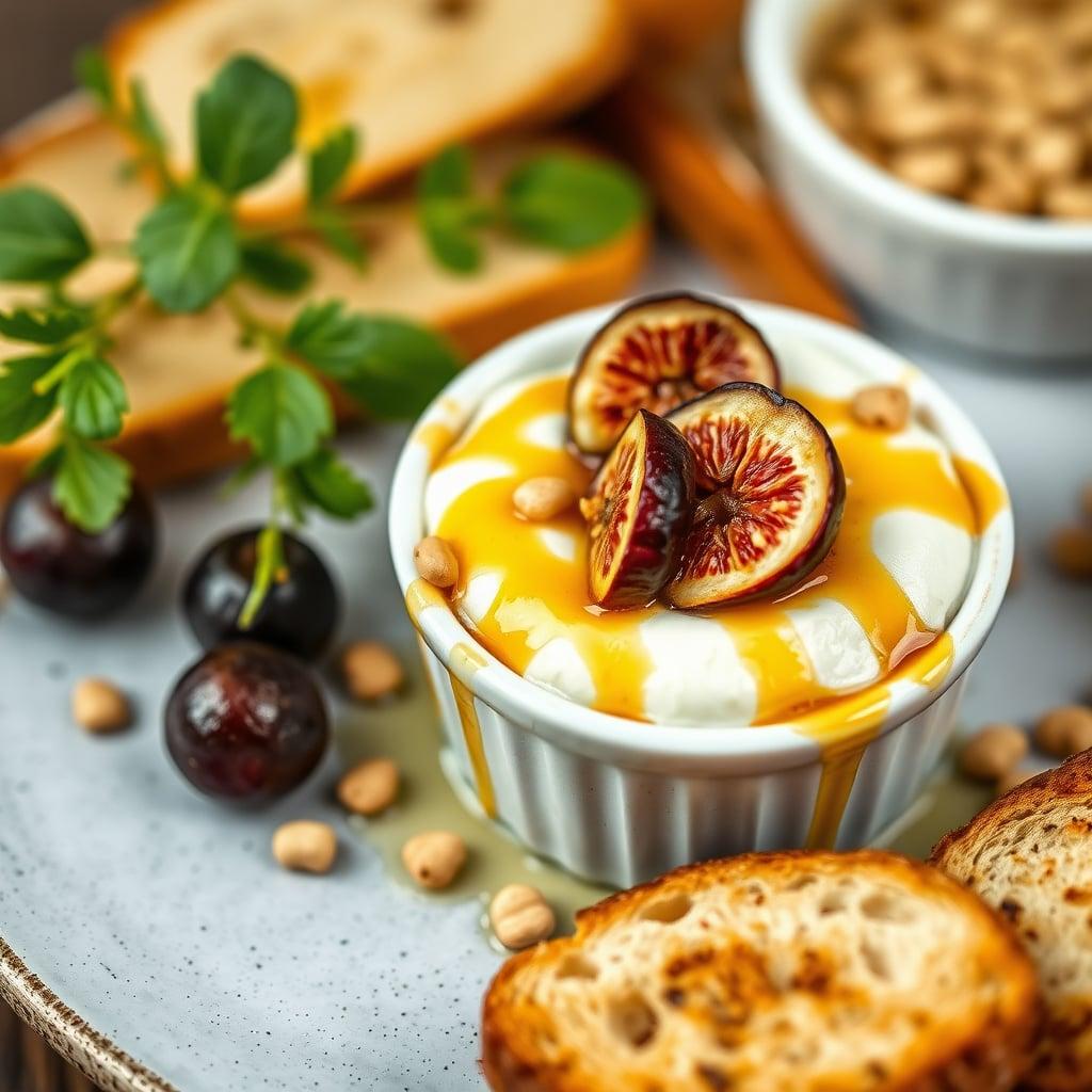 Baked Ricotta with Honey, Figs and Pine Nuts