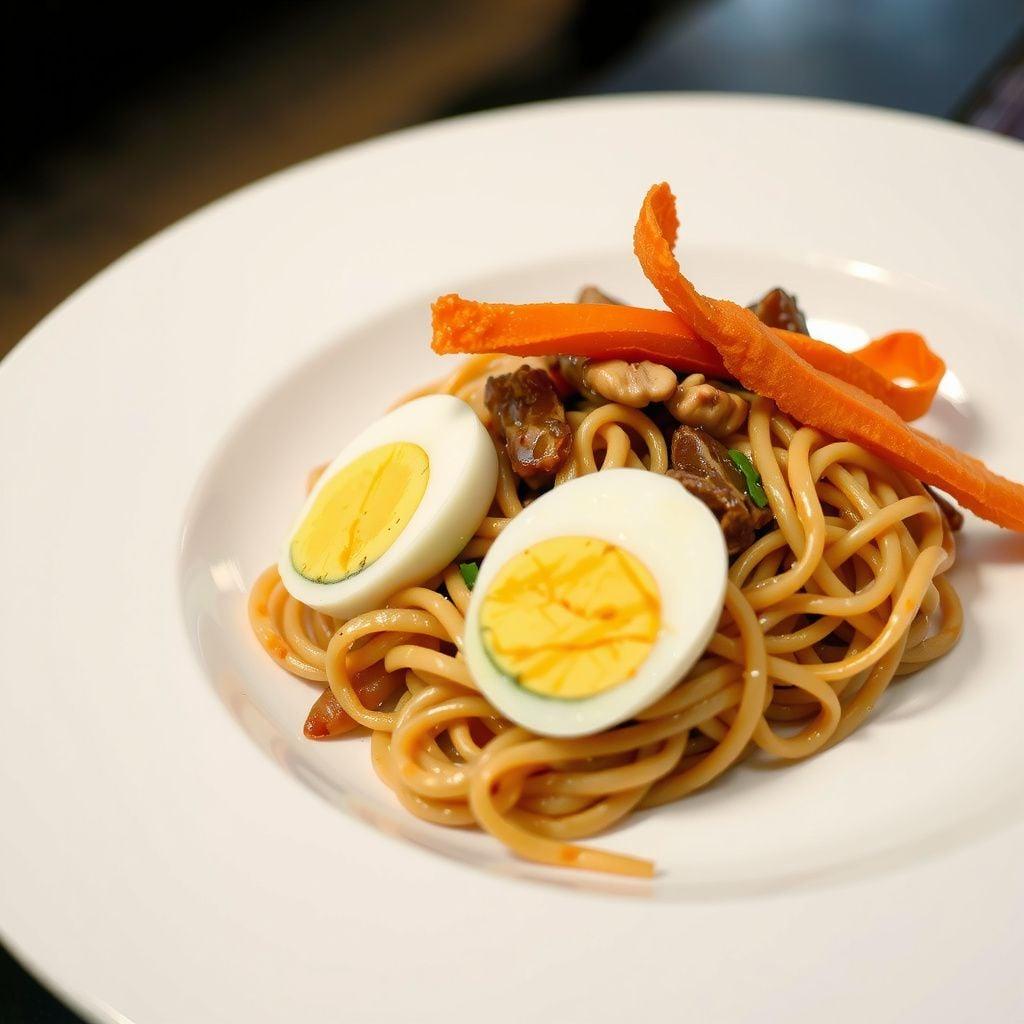 Mild Thai Peanut Noodles with Crispy Egg Ribbons Mild Thai Peanut Noodles with Crispy Egg Ribbons