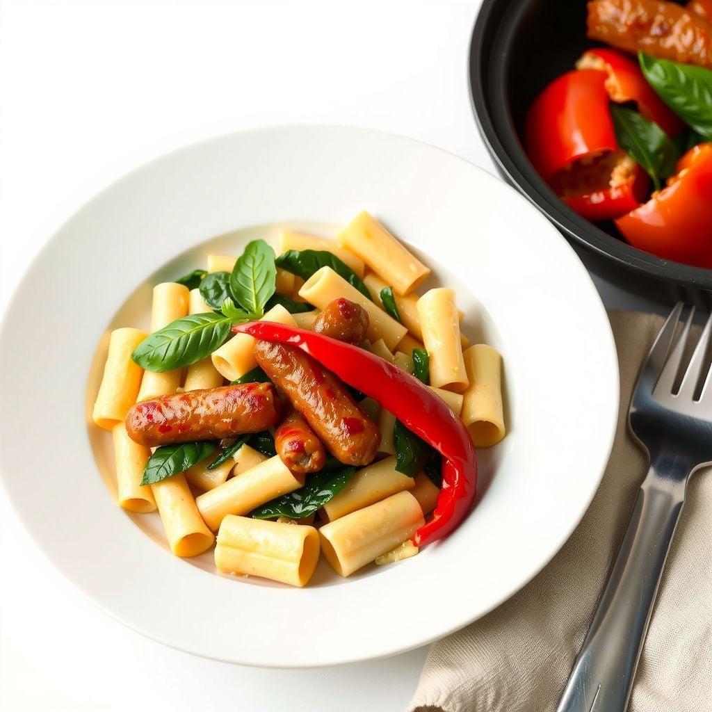 Italian Sausage & Peppers Rigatoni with Spinach Italian Sausage & Peppers Rigatoni with Spinach