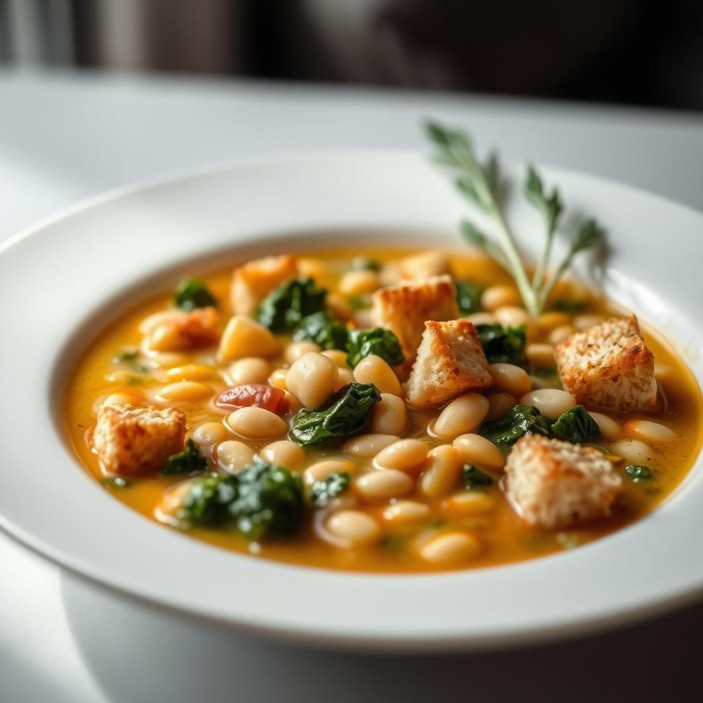 Tuscan White Bean & Kale Soup with Whole Grain Croutons Tuscan White Bean & Kale Soup with Whole Grain Croutons