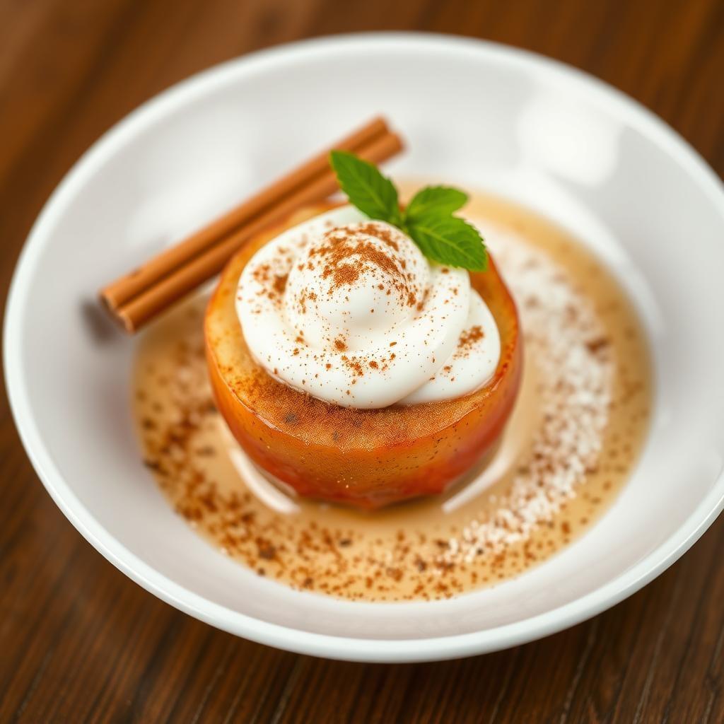 Baked Apple with Cinnamon and Vanilla Yogurt