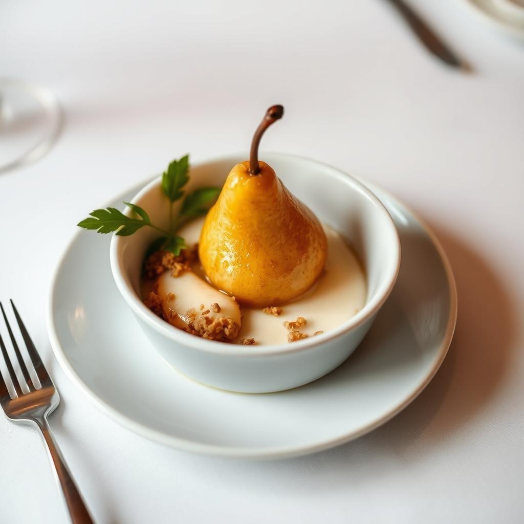 Warm Spiced Pear and Ginger Crumble with Vanilla Bean Custard Warm Spiced Pear and Ginger Crumble with Vanilla Bean Custard