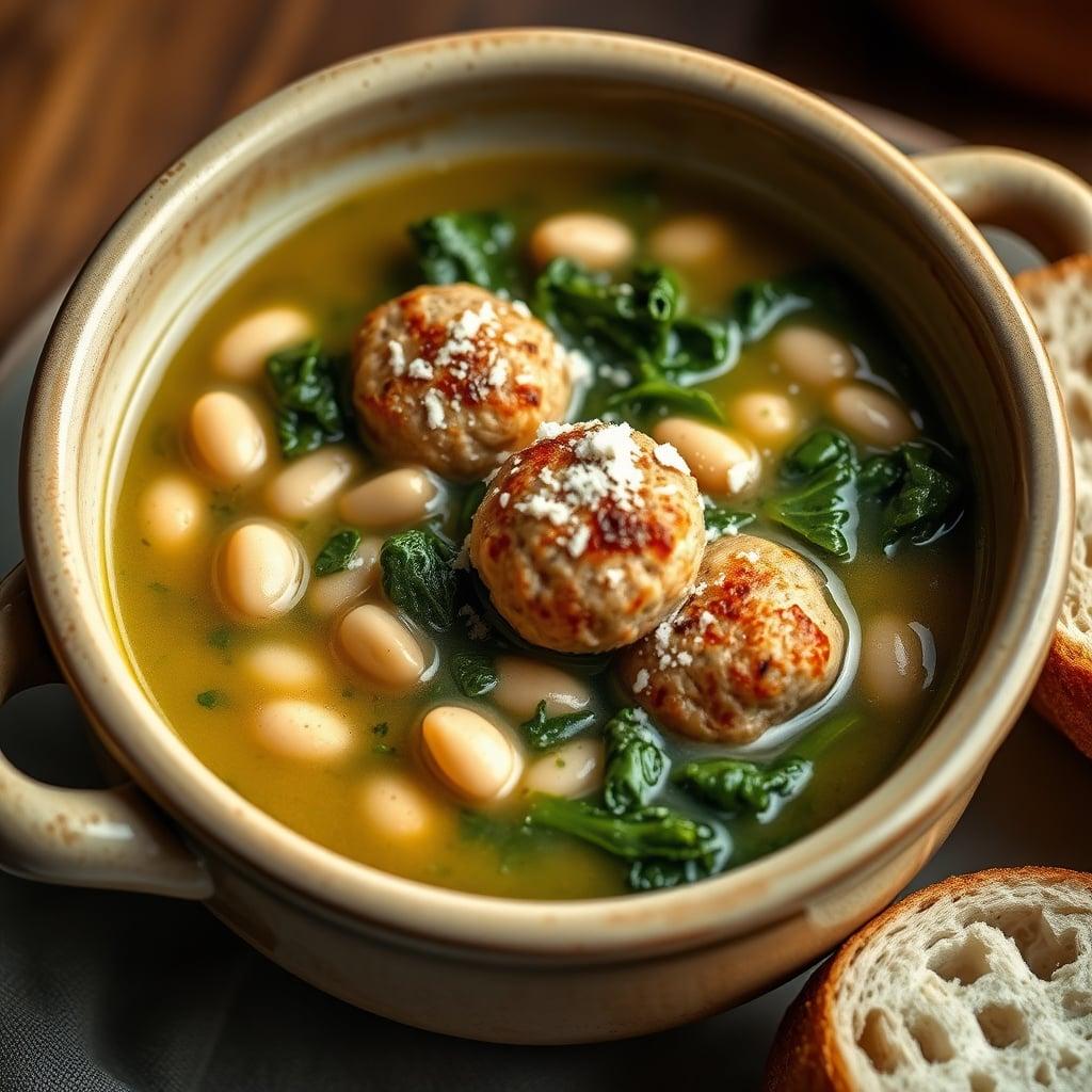 Tuscan White Bean and Kale Soup with Herb-Infused Turkey Meatballs Tuscan White Bean and Kale Soup with Herb-Infused Turkey Meatballs