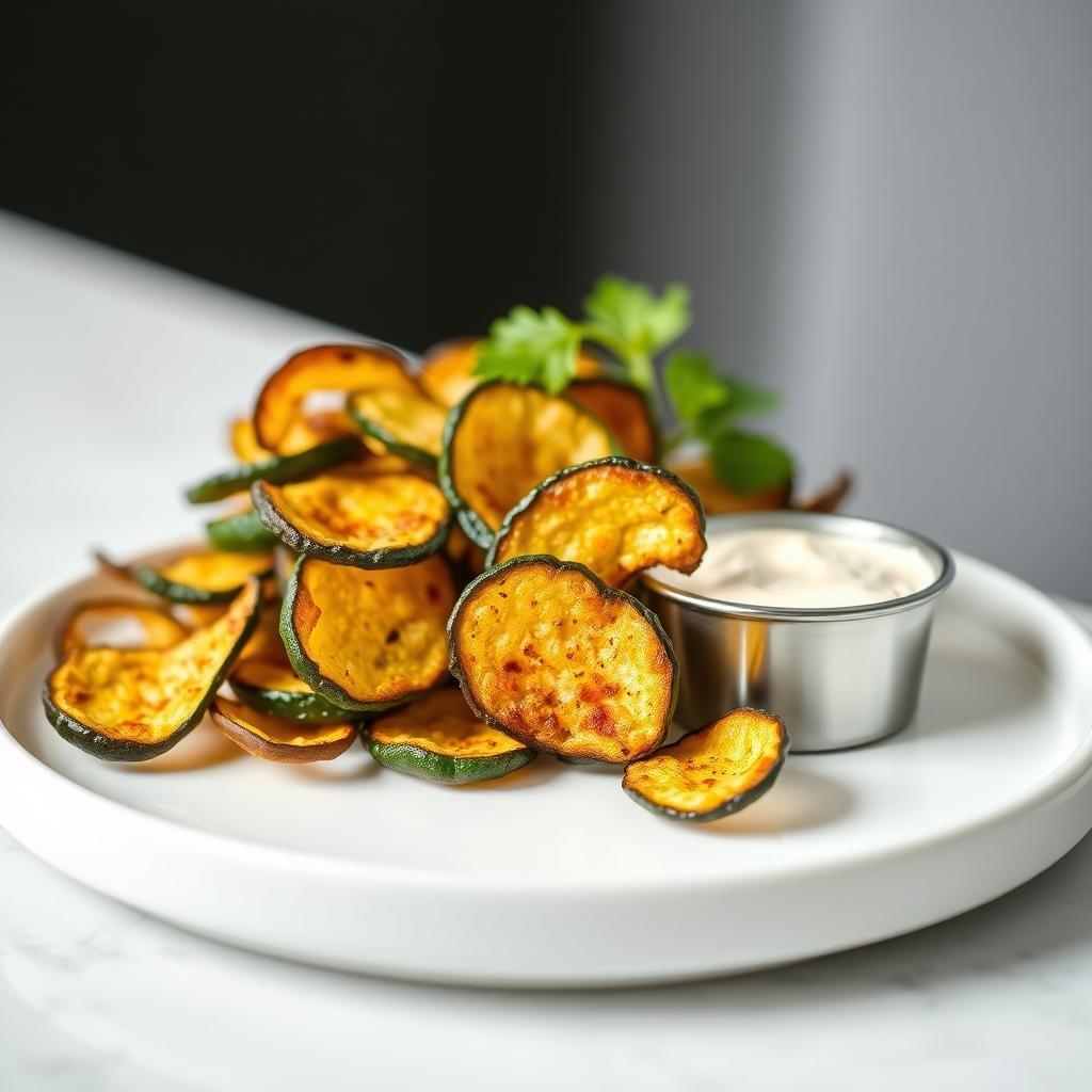 Baked Zucchini Chips with Dip