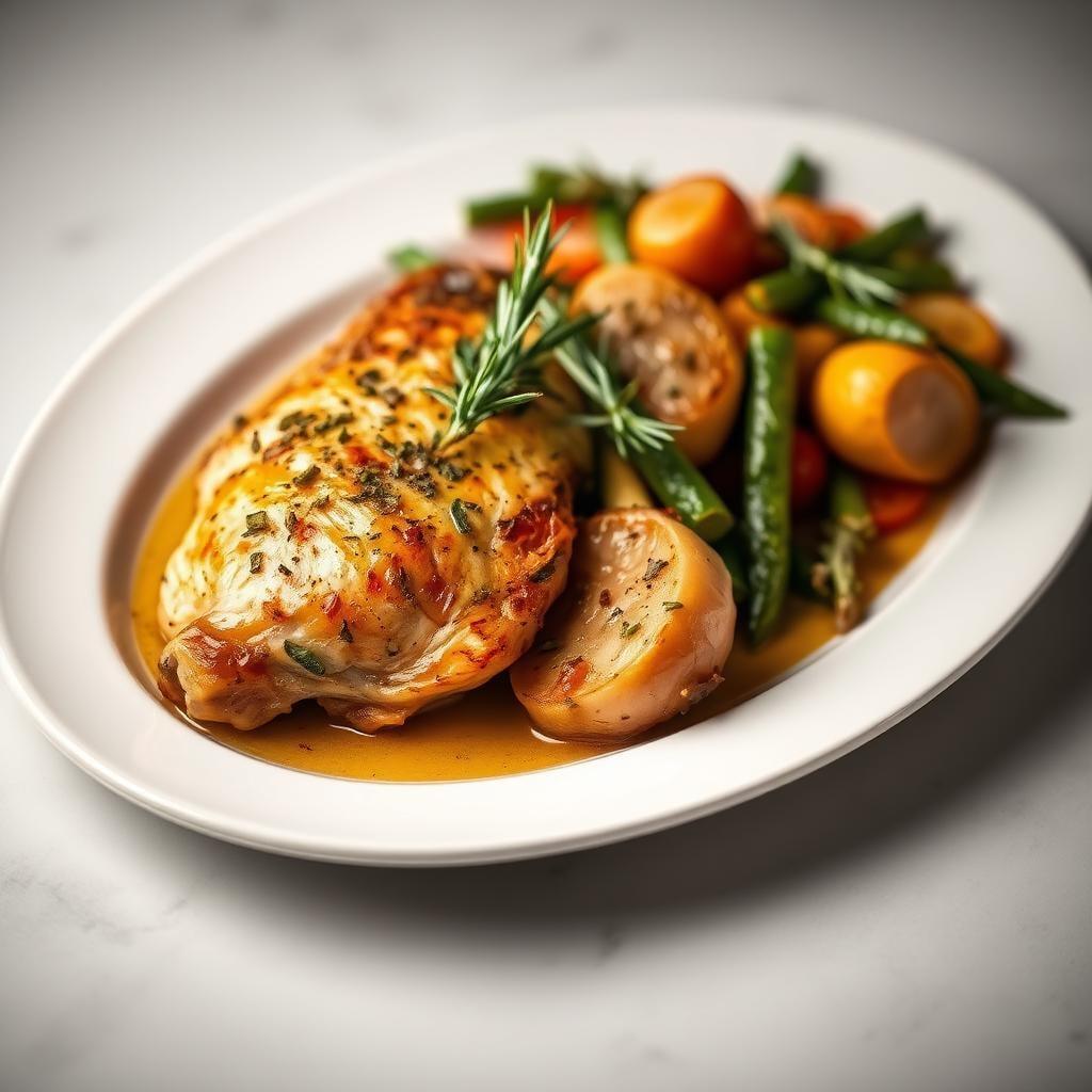 Herb-Roasted Chicken with Lemon Garlic Vegetables Herb-Roasted Chicken with Lemon Garlic Vegetables