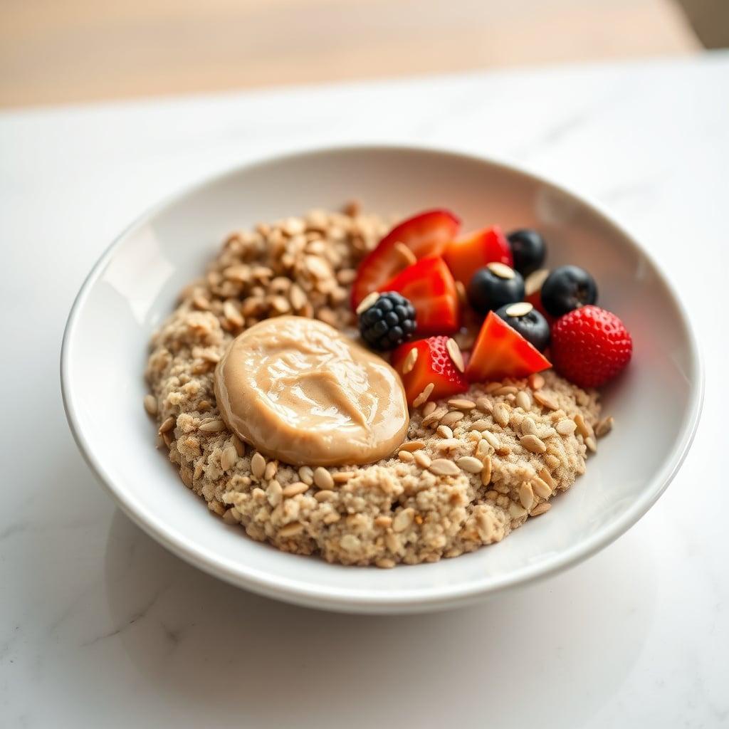 Whole Grain Breakfast Bowls with Almond Butter, Fresh Fruit and Toasted Seeds Whole Grain Breakfast Bowls with Almond Butter, Fresh Fruit and Toasted Seeds
