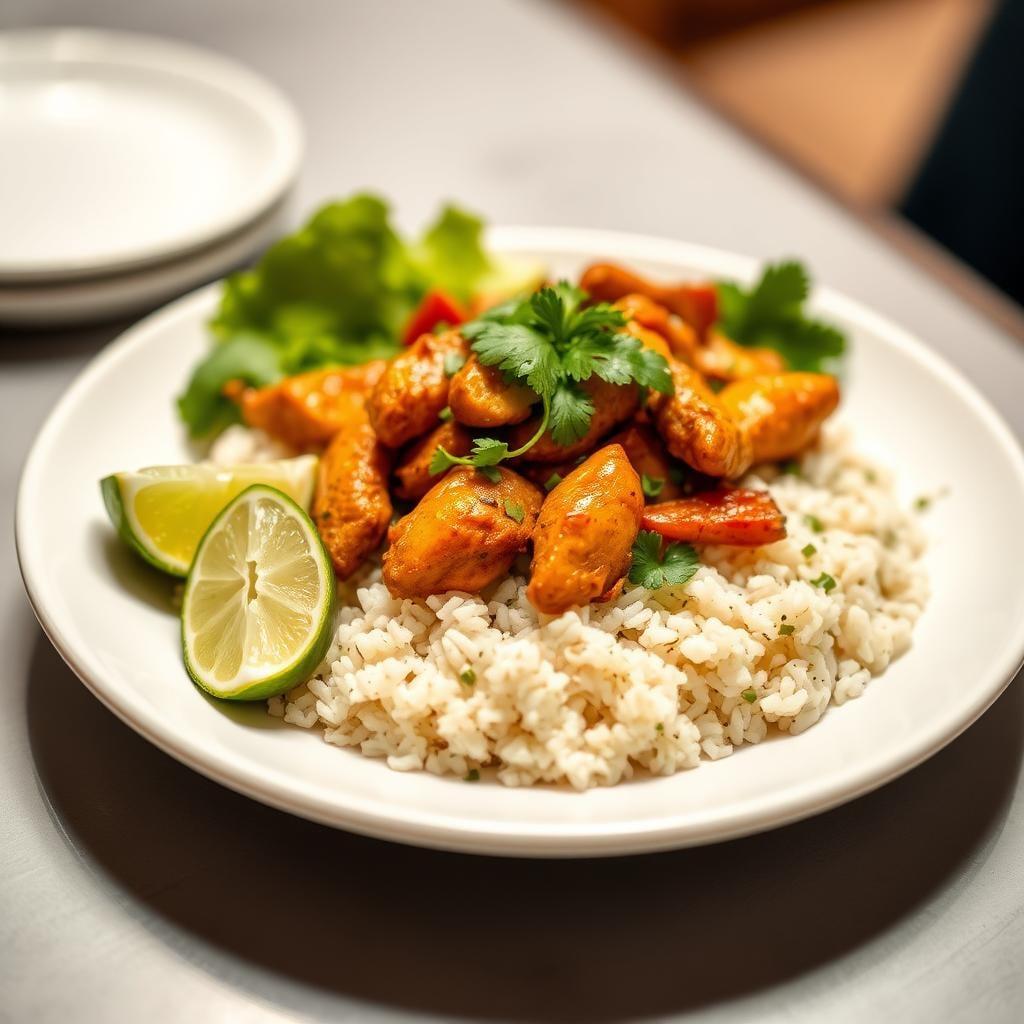 Chipotle Lime Chicken Fajita Bowls with Cilantro Rice