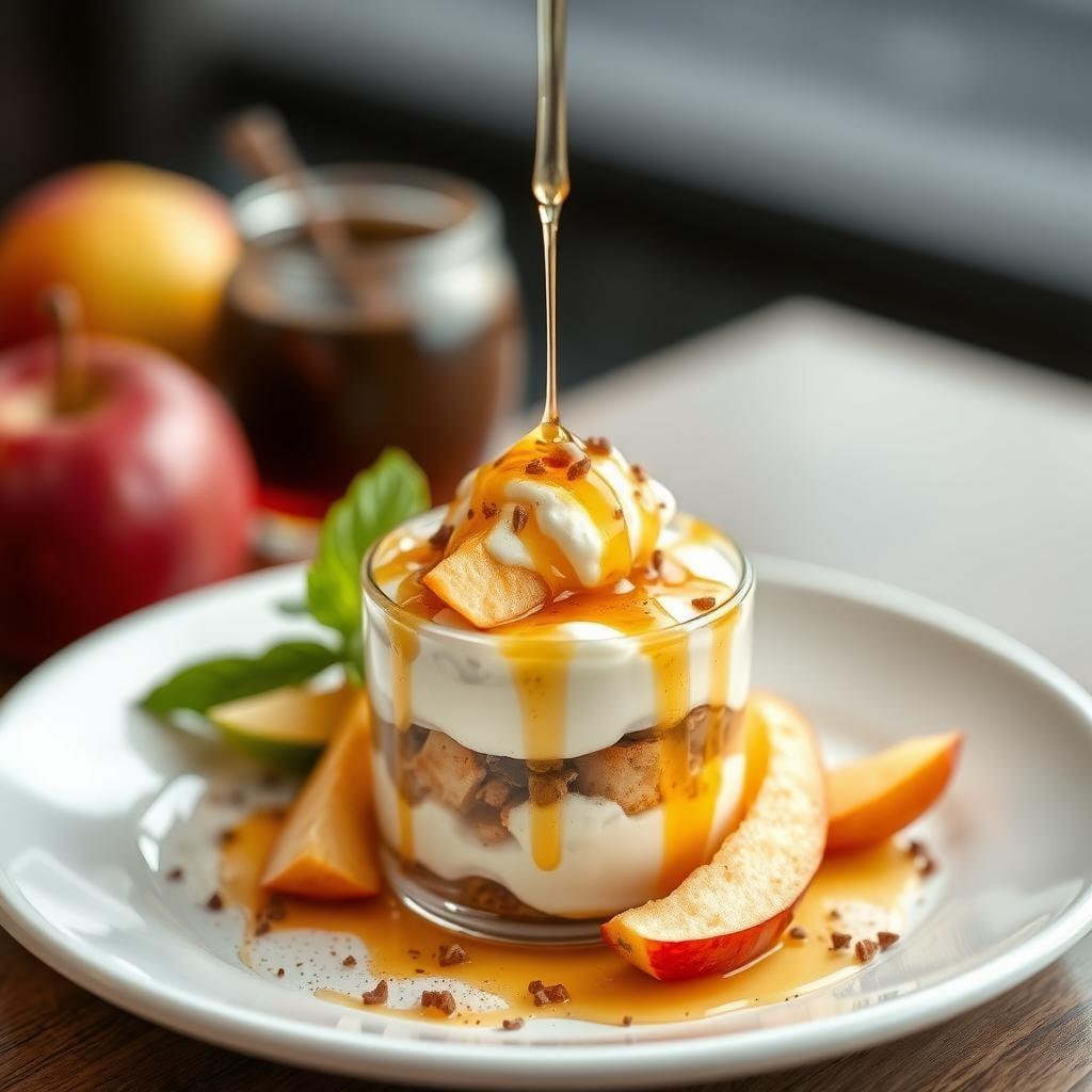 Spiced Apple & Yogurt Parfait with Honey Drizzle Spiced Apple & Yogurt Parfait with Honey Drizzle