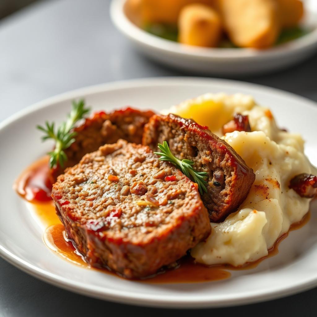 Classic Meatloaf with Roasted Garlic Mashed Potatoes Classic Meatloaf with Roasted Garlic Mashed Potatoes