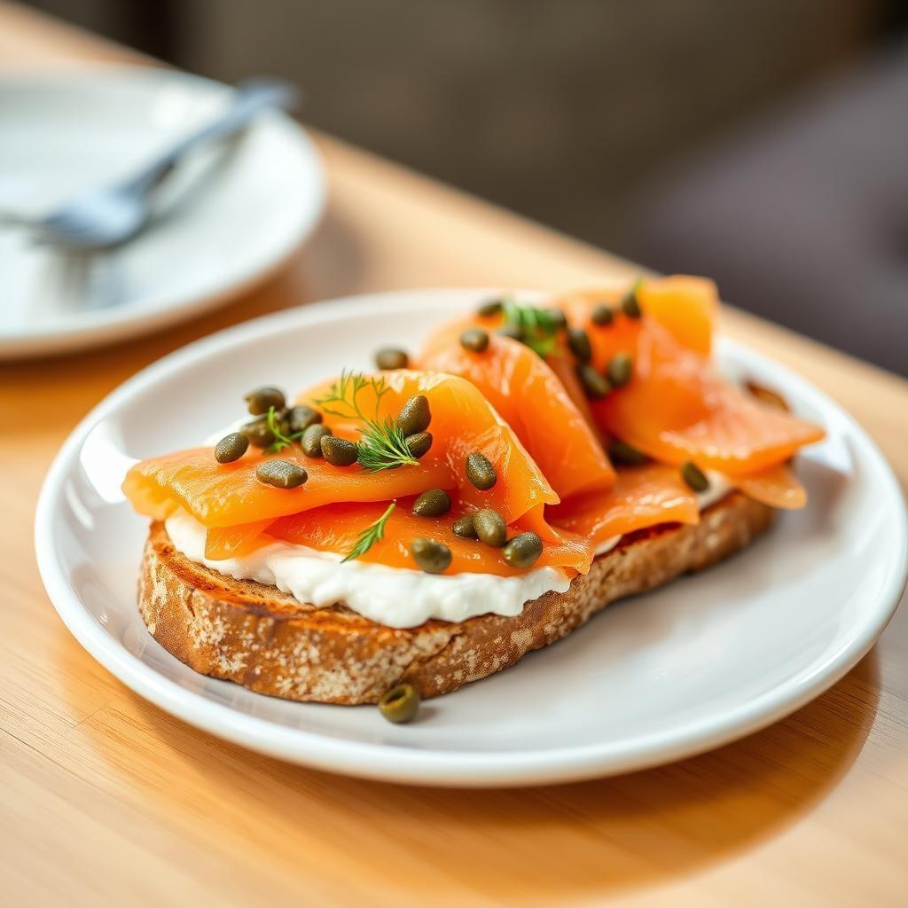 Smoked Salmon Breakfast Toast with Dill Cream Cheese & Capers Smoked Salmon Breakfast Toast with Dill Cream Cheese & Capers