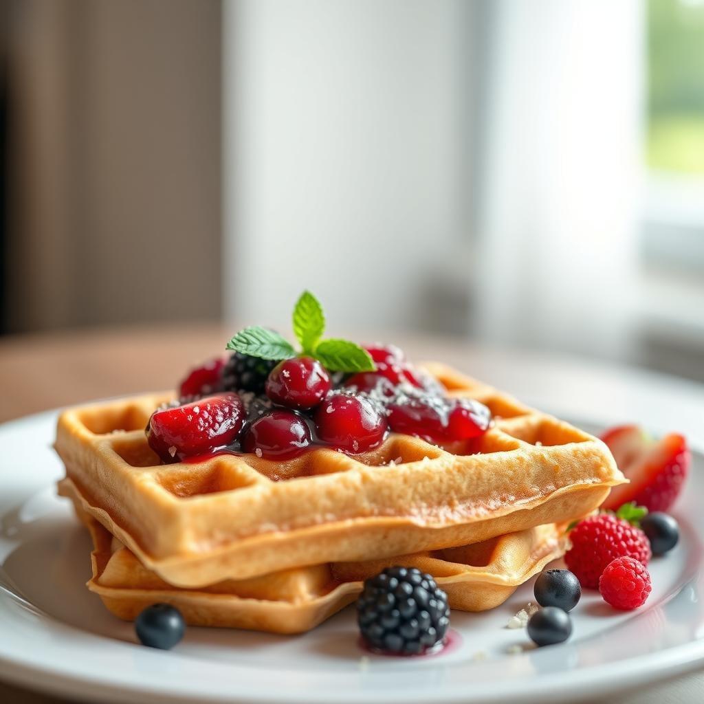 Whole Grain Waffles with Berry Compote Whole Grain Waffles with Berry Compote