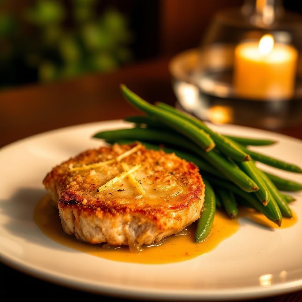 Parmesan Crusted Pork Chops with Garlic Green Beans Parmesan Crusted Pork Chops with Garlic Green Beans