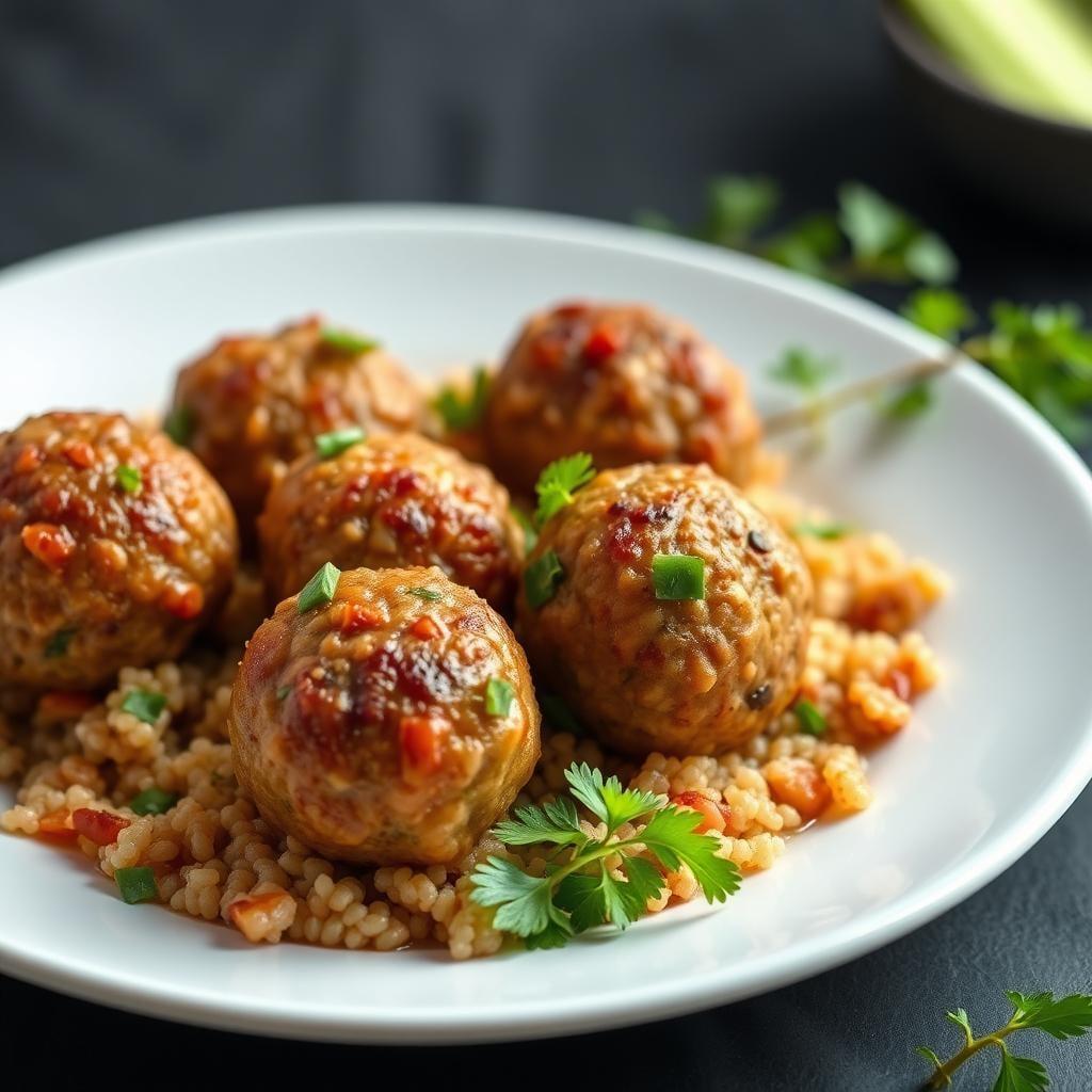 Savory Turkey Meatballs with Quinoa Savory Turkey Meatballs with Quinoa
