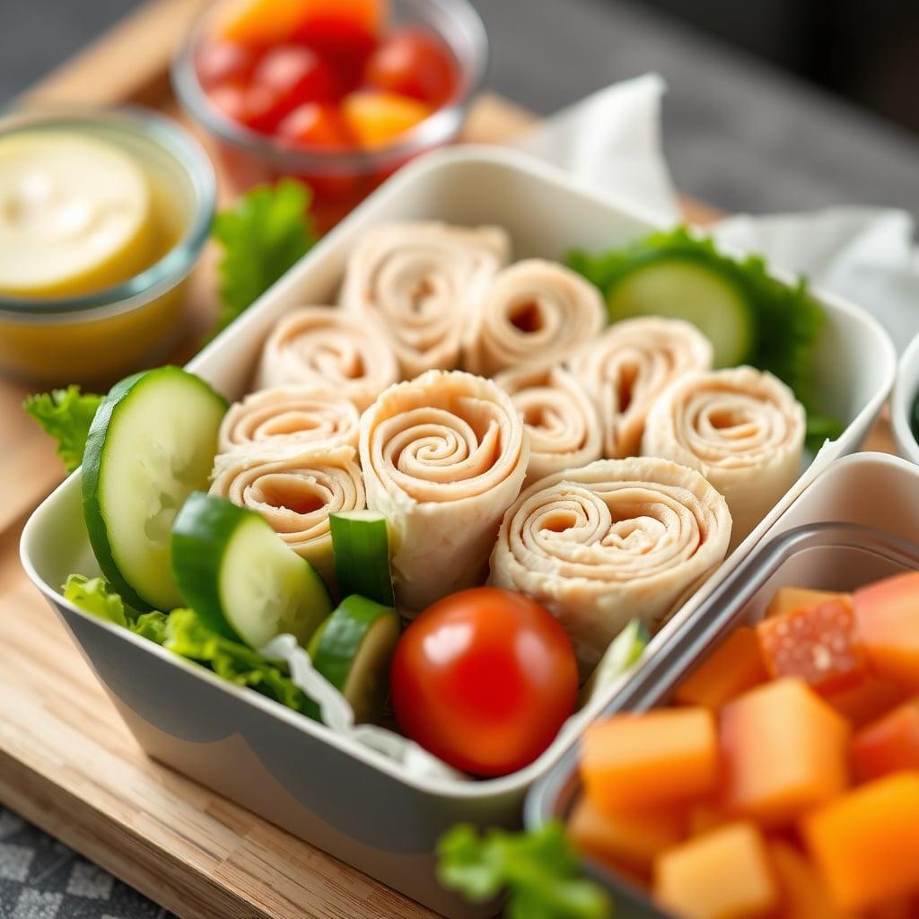 No-Cook Turkey and Cheddar Roll-Ups with Cucumbers No-Cook Turkey and Cheddar Roll-Ups with Cucumbers