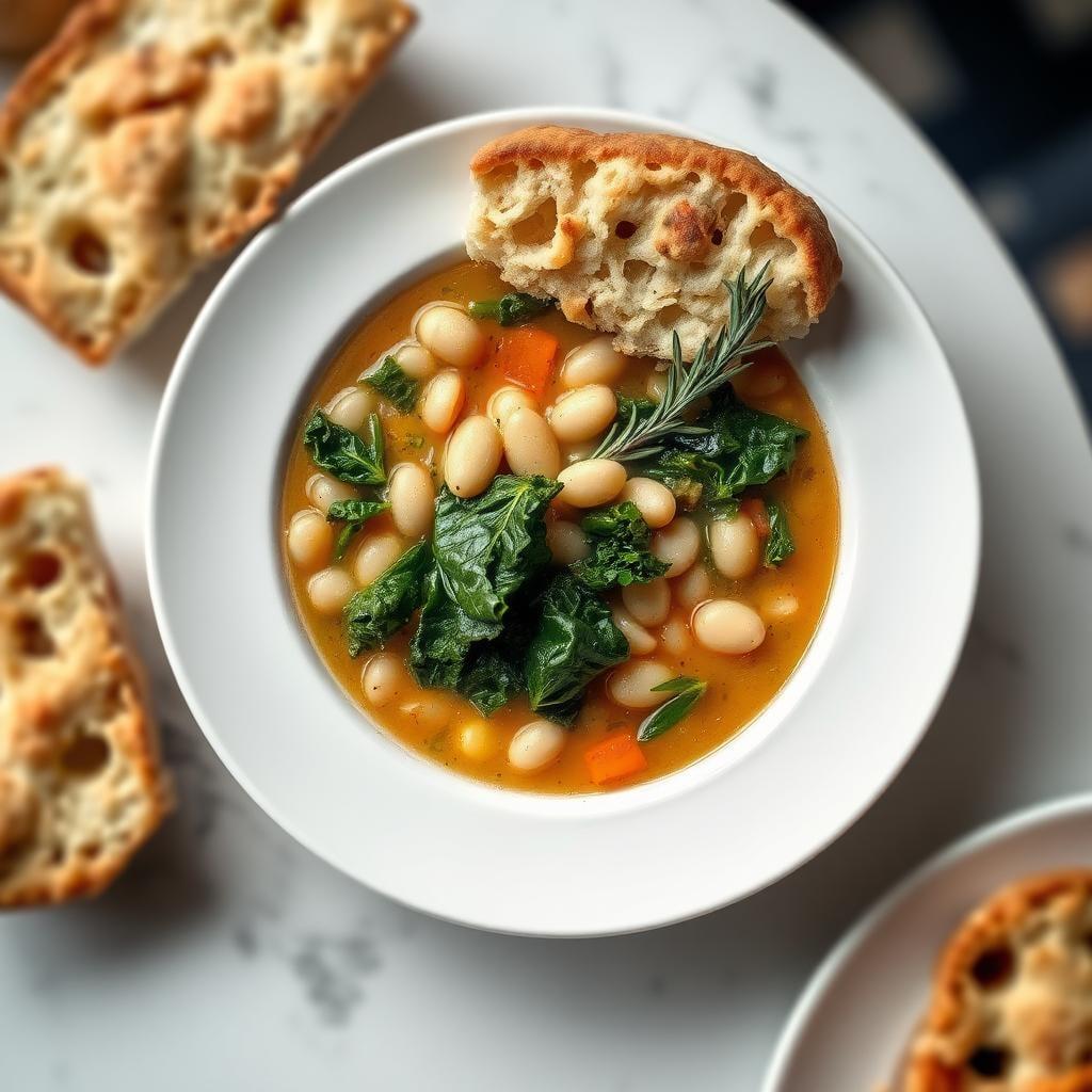 Tuscan White Bean & Kale Soup with Rosemary Focaccia Tuscan White Bean & Kale Soup with Rosemary Focaccia