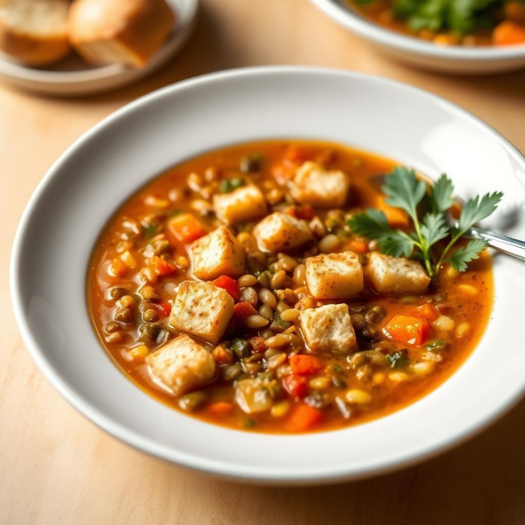 Mediterranean Lentil & Vegetable Soup with Herb Croutons Mediterranean Lentil & Vegetable Soup with Herb Croutons