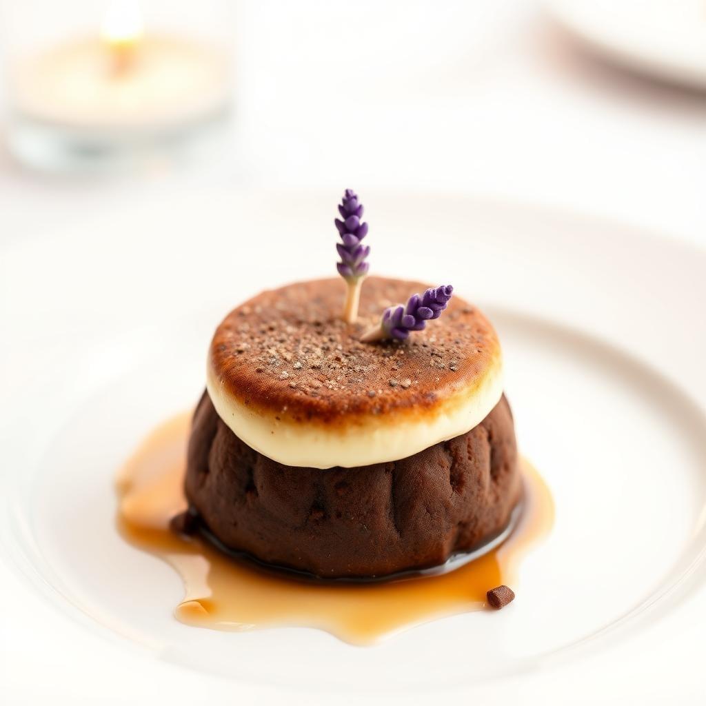 Lavender-Infused Dark Chocolate Soufflé with Grand Marnier Crème Anglaise Lavender-Infused Dark Chocolate Soufflé with Grand Marnier Crème Anglaise