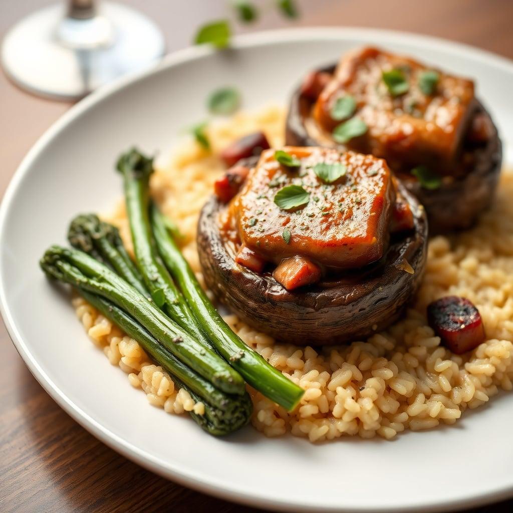 Italian Stuffed Portobello Mushrooms with Risotto and Lemon-Garlic Broccolini Italian Stuffed Portobello Mushrooms with Risotto and Lemon-Garlic Broccolini