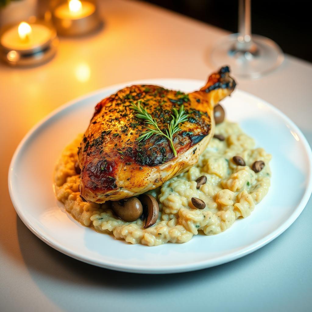 Herb-Roasted Chicken with Mushroom Risotto Herb-Roasted Chicken with Mushroom Risotto