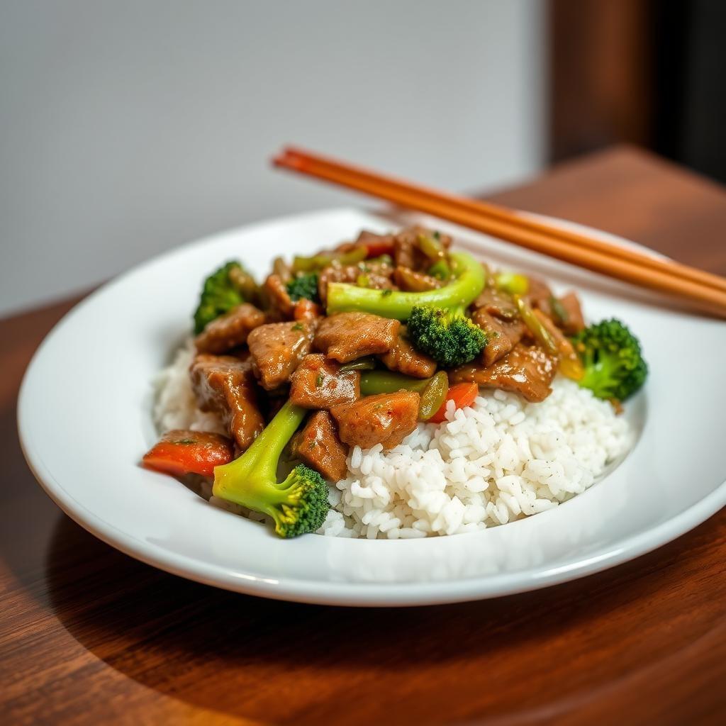 Asian-Style Beef & Broccoli Stir-Fry with Rice