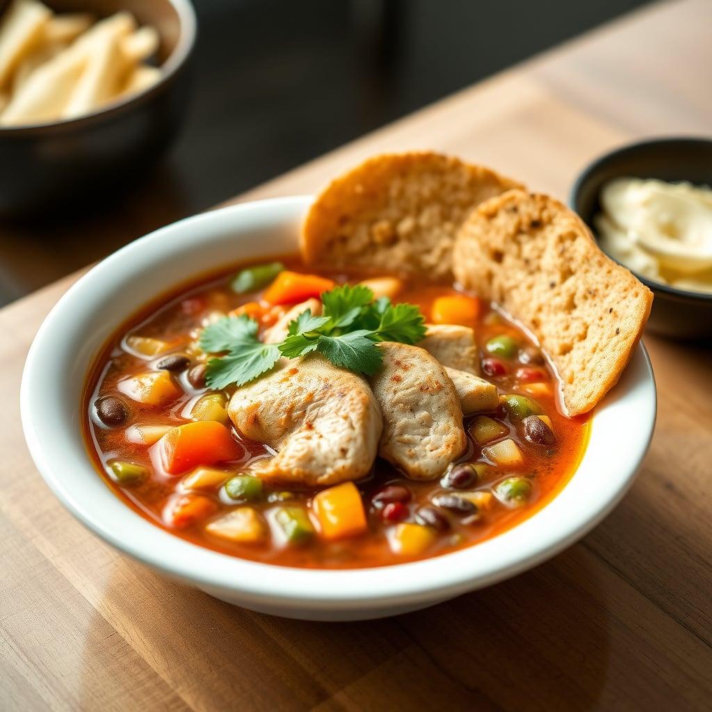 Southwestern Black Bean and Vegetable Soup with Cilantro-Lime Chicken Southwestern Black Bean and Vegetable Soup with Cilantro-Lime Chicken
