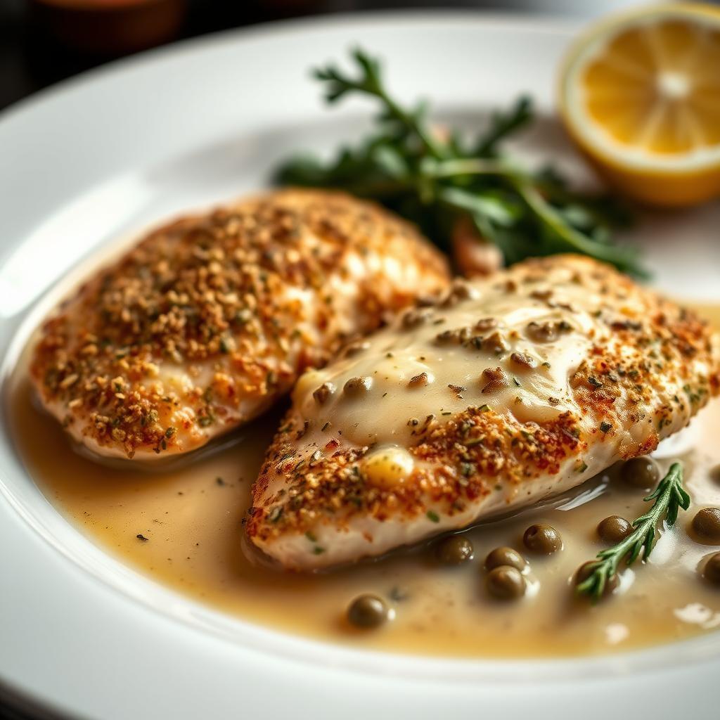 Herb-Crusted Chicken Piccata with Lemon Caper Sauce Herb-Crusted Chicken Piccata with Lemon Caper Sauce