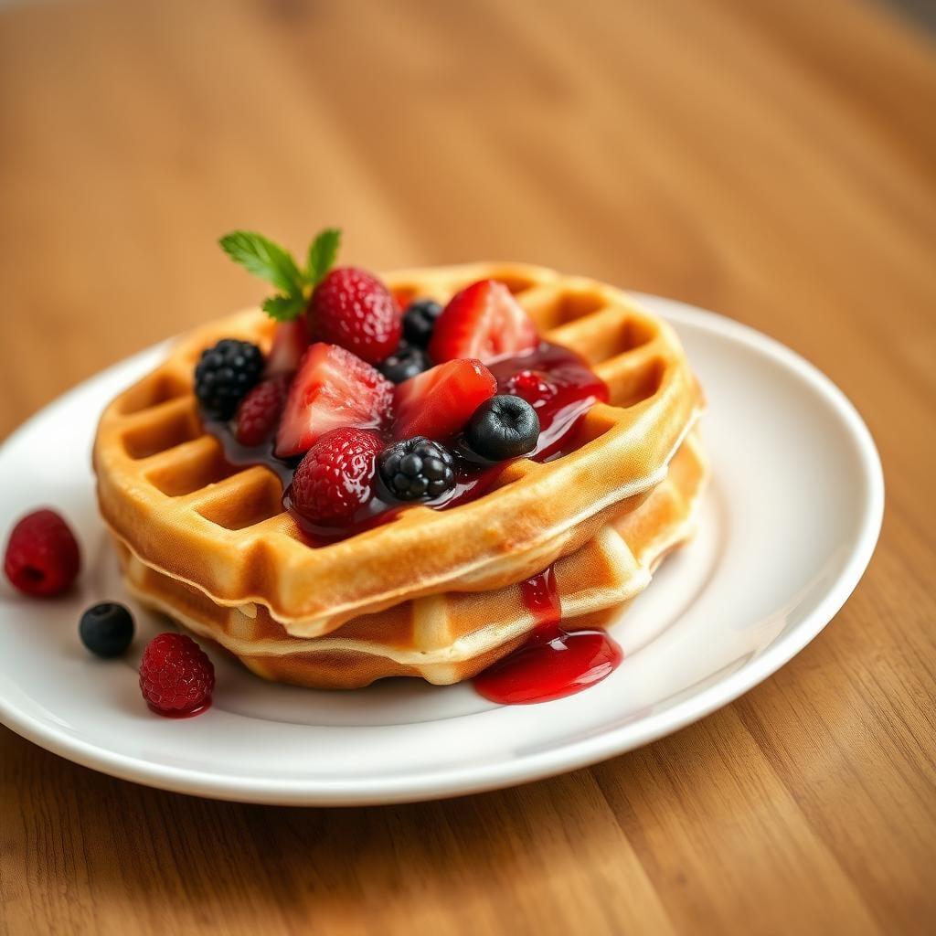 Whole Grain Buttermilk Waffles with Berry Compote Whole Grain Buttermilk Waffles with Berry Compote